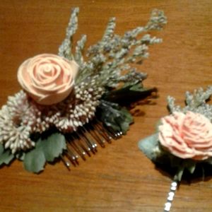Hand Crafted Sola HairFlowers Hair Pin & Comb Matching Wedding Special O…